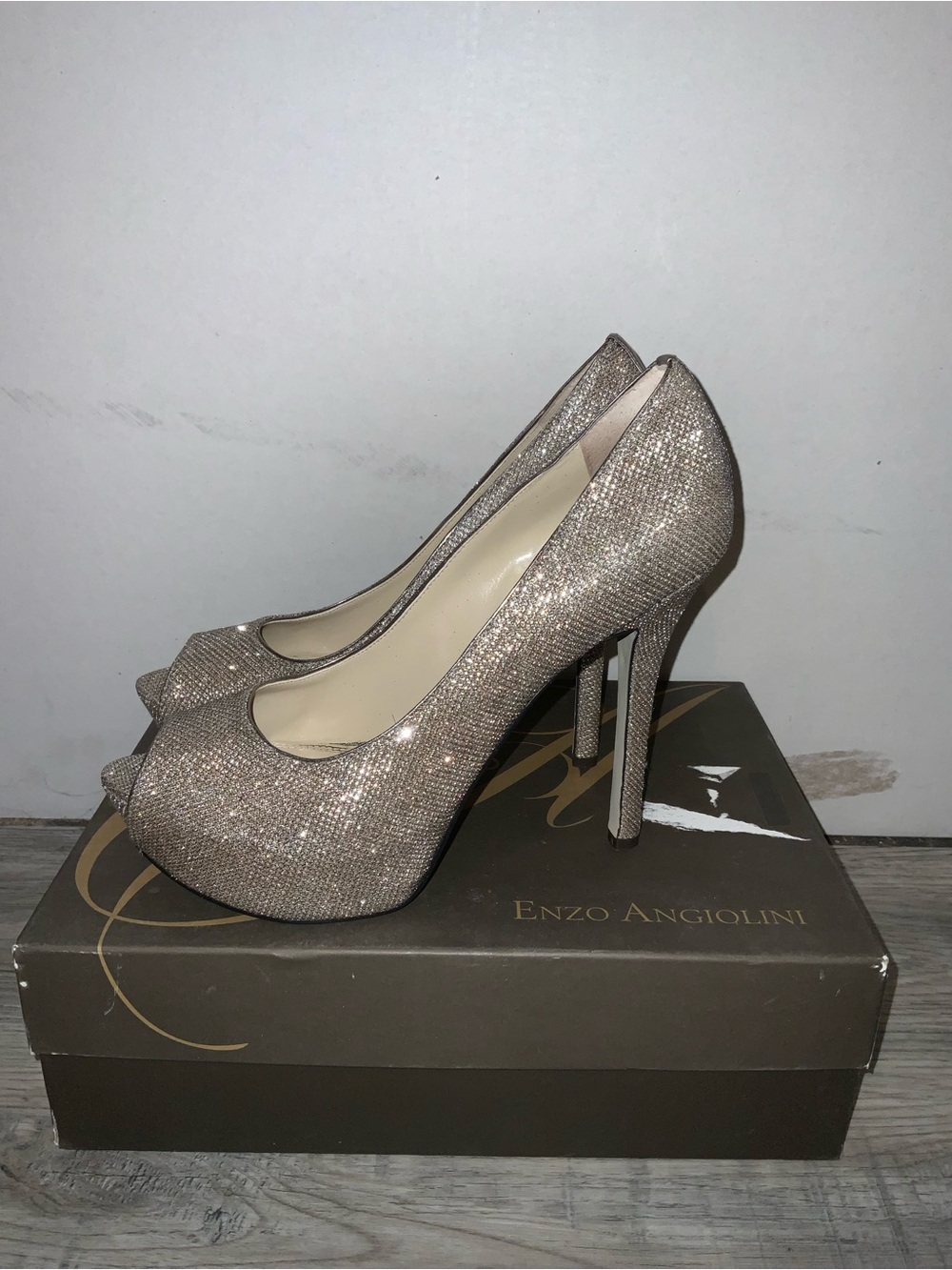 Enzo Angiolini Women's Glitter Pumps in Champagne Gold